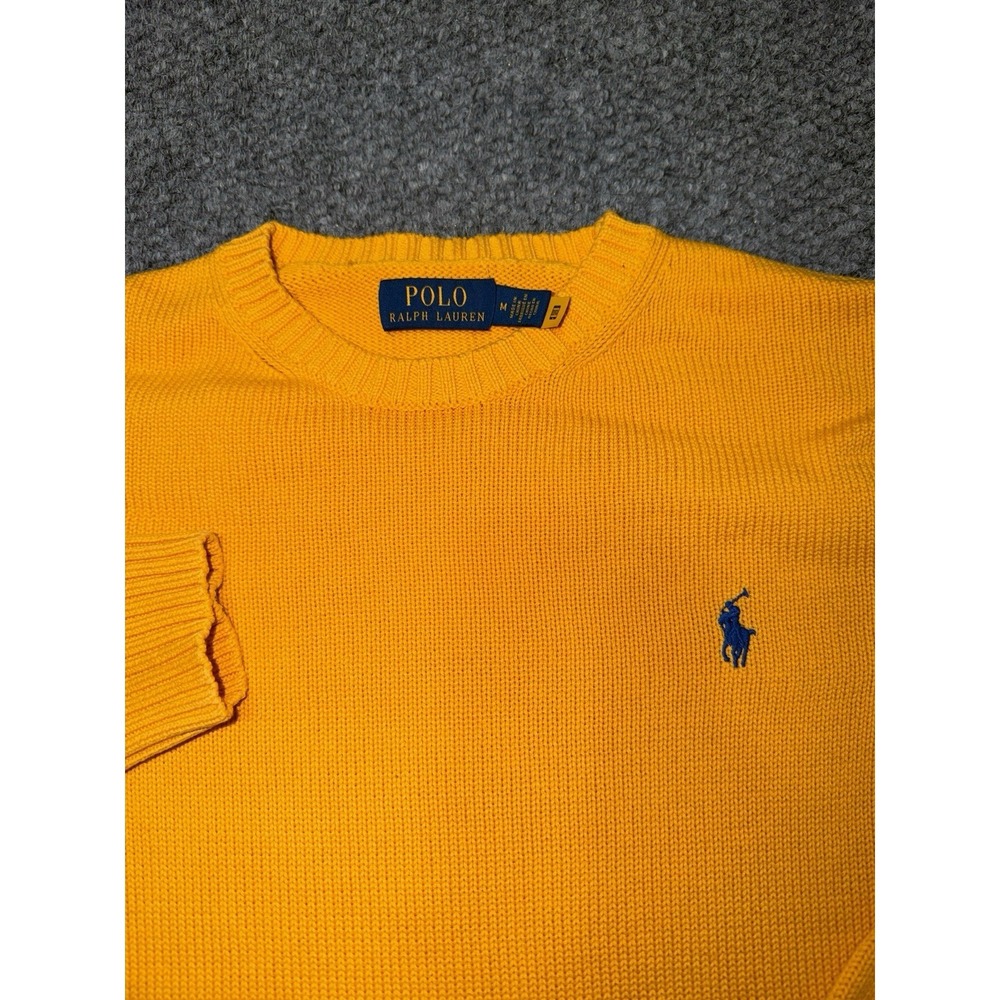 Polo Ralph Lauren Yellow Tight-Knit Crew Neck Pullover Sweater Men's M - Picture 2 of 7